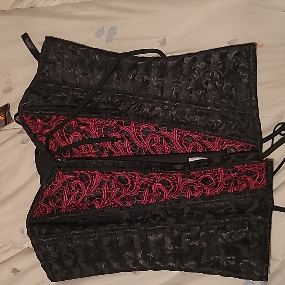Black and red corset costume